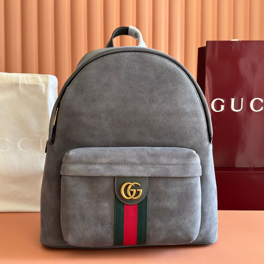 Gucci Ophidia Medium Backpack Grey Lightweight Soft Suede 834466 High
