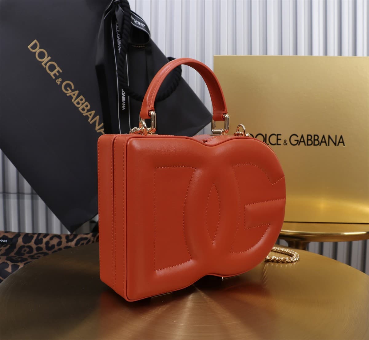 Dolce & Gabbana orange leather DG Logo handbag high