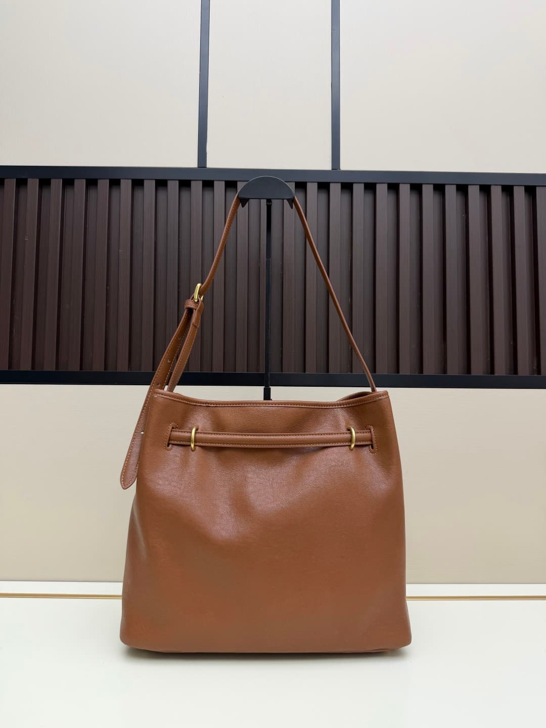 Miu Miu Aventure Calfskin Leather Bucket Bag Brown High