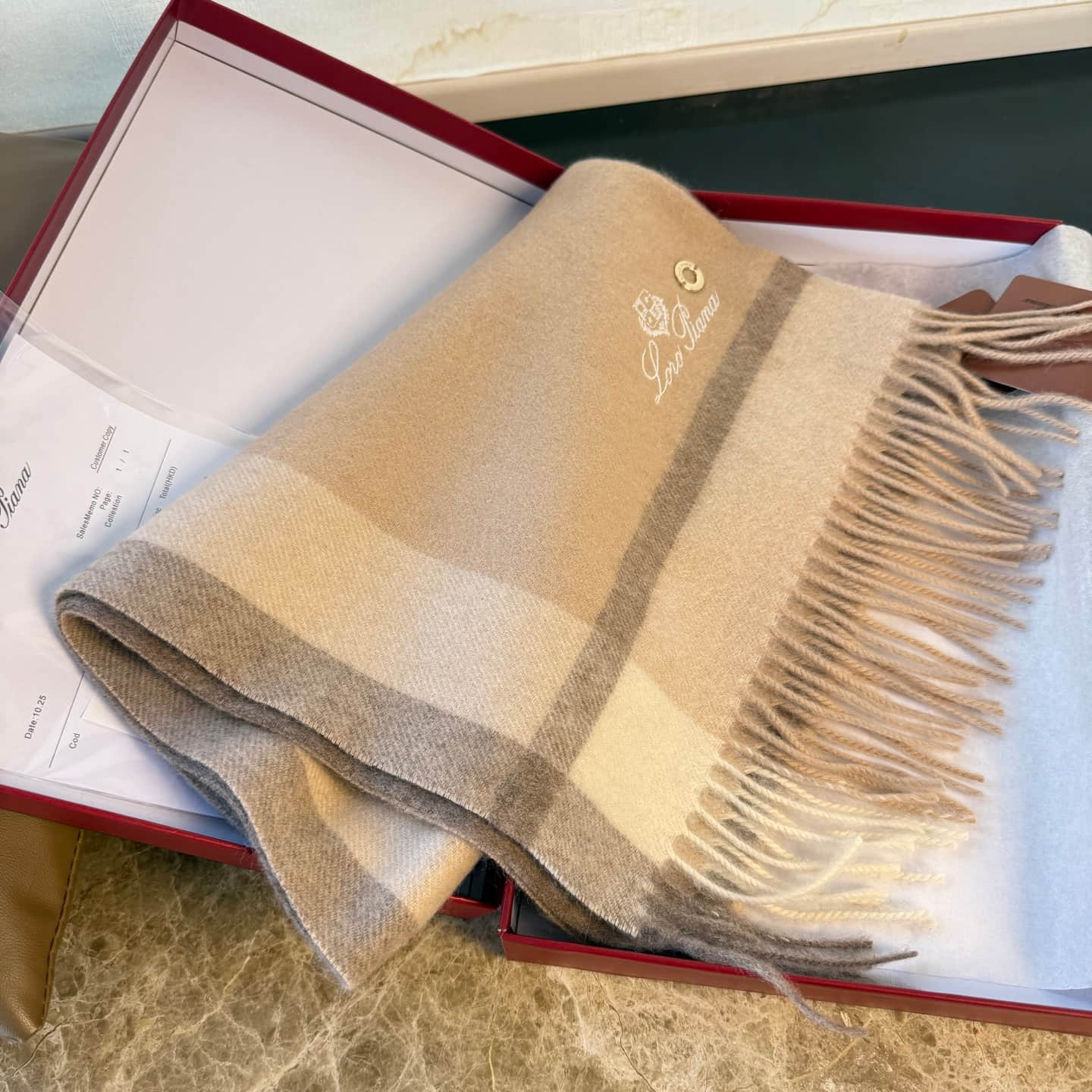 Loro Piana cashmere plaid scarf
