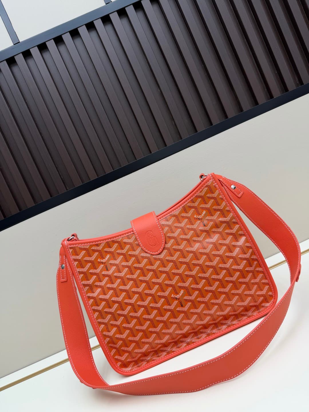 Goyard Musette PM bag in orange Goyardine canvas Mid