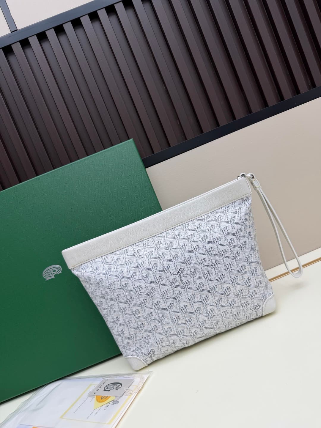 Goyard Conti pouch Goyardine canvas and Chevroches Calfskin Grey High