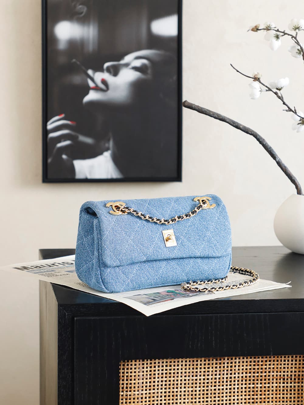 Chanel Flap Bag Denim & Gold-Tone Metal Caramel AS6449 A