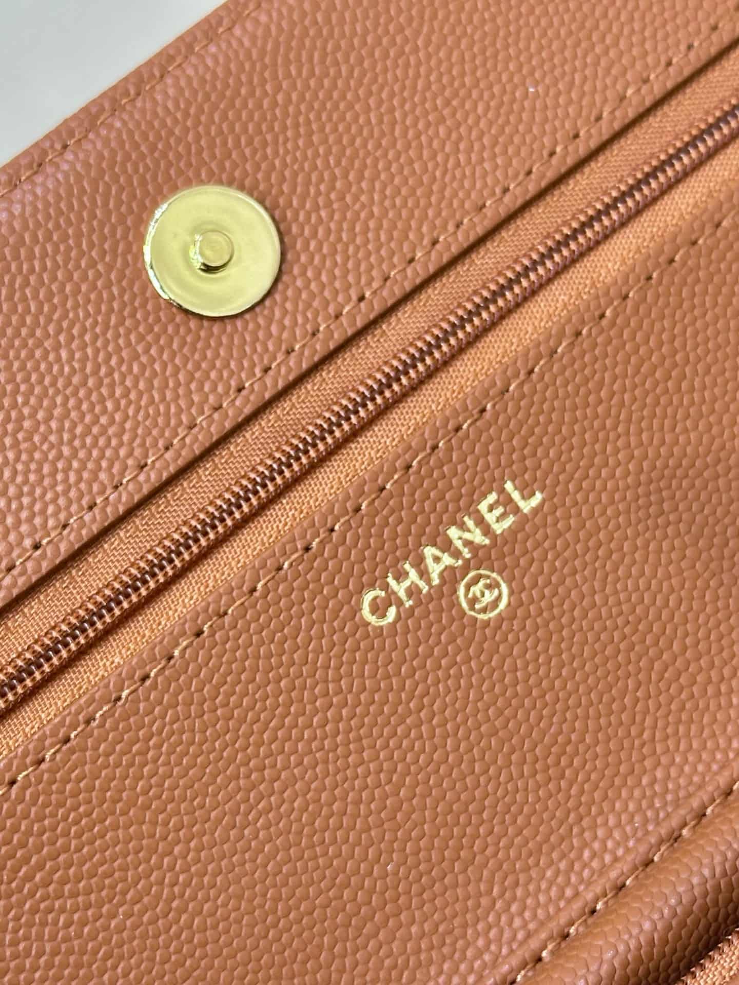 Chanel Wallet on Chain Grained Calfskin& Gold-tone Metal AP0250 Caramel TOP
