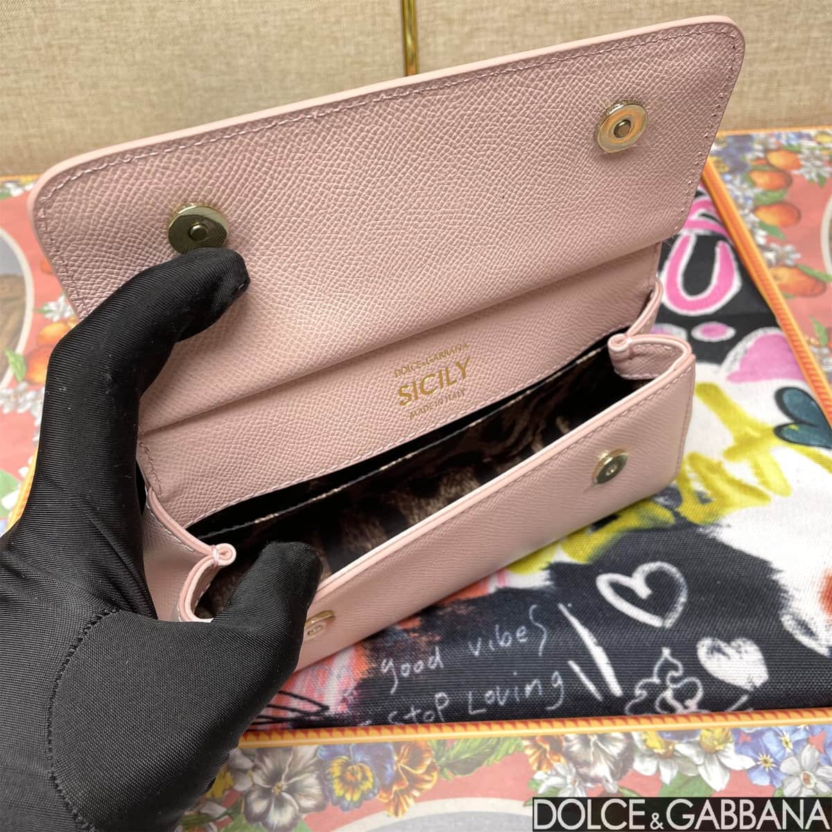 Dolce & Gabbana Miss Sicily top handle bag calfskin leather Light Pink High