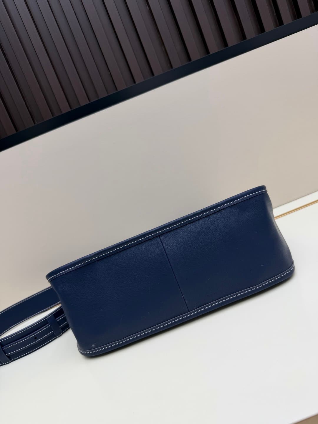 Goyard Musette PM bag in navy blue Goyardine canvas Mid