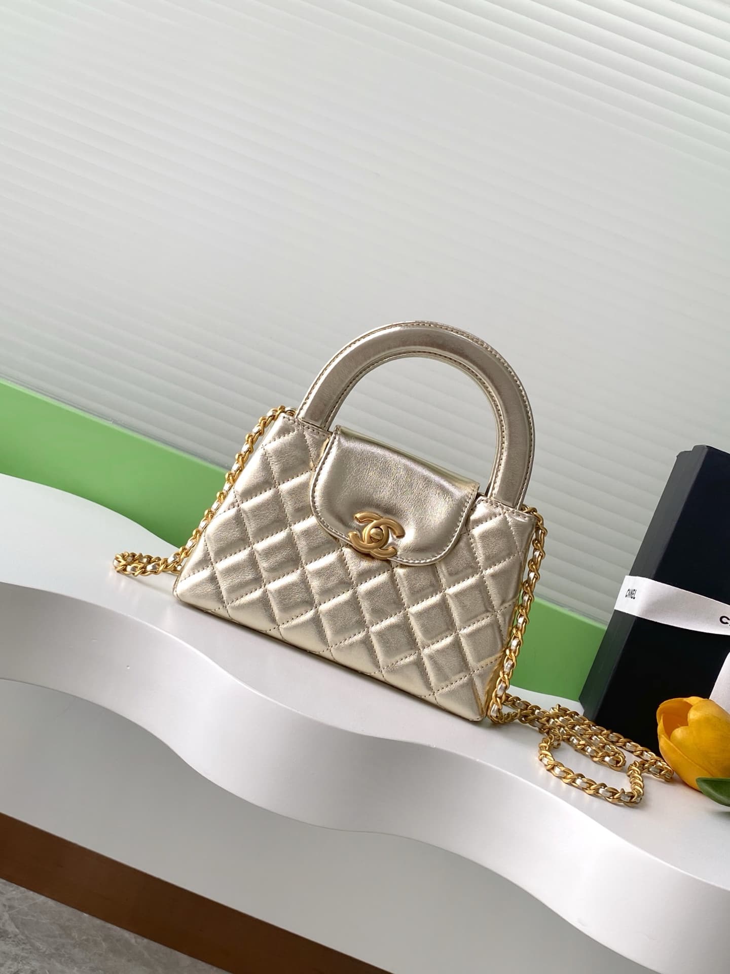 Chanel MINI SHOPPING BAG AS4416 Shiny Aged Calfskin & Gold-Tone Metal Gold A