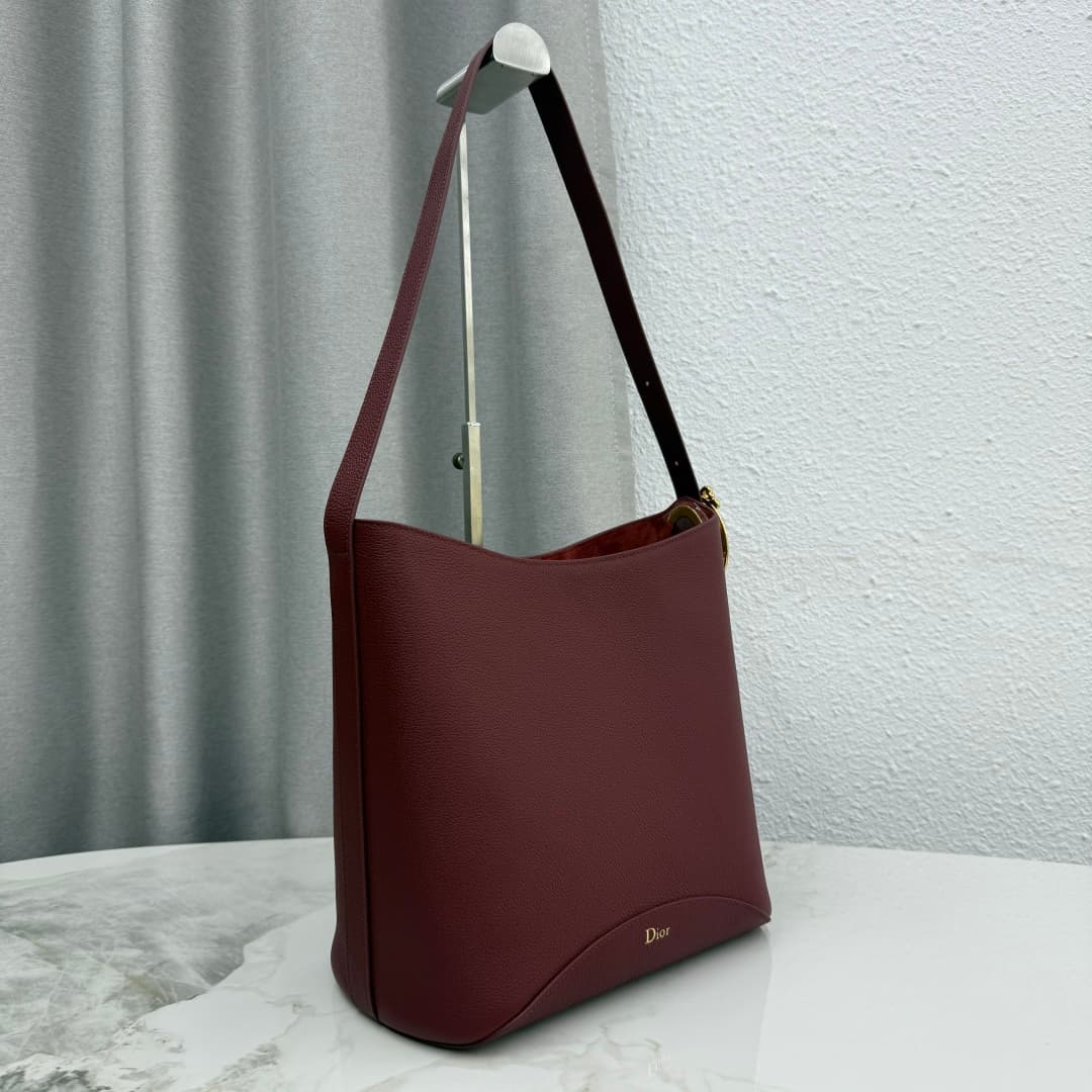 Dior Medaillon Bucket Bag in Red Grained Calfskin High