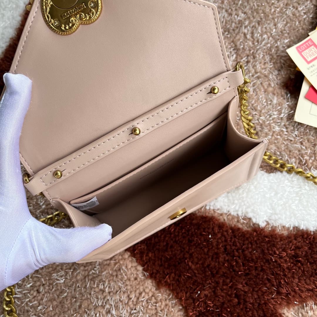 Dolce & Gabbana Small Devotion bag in smooth calfskin in Pale Pink High