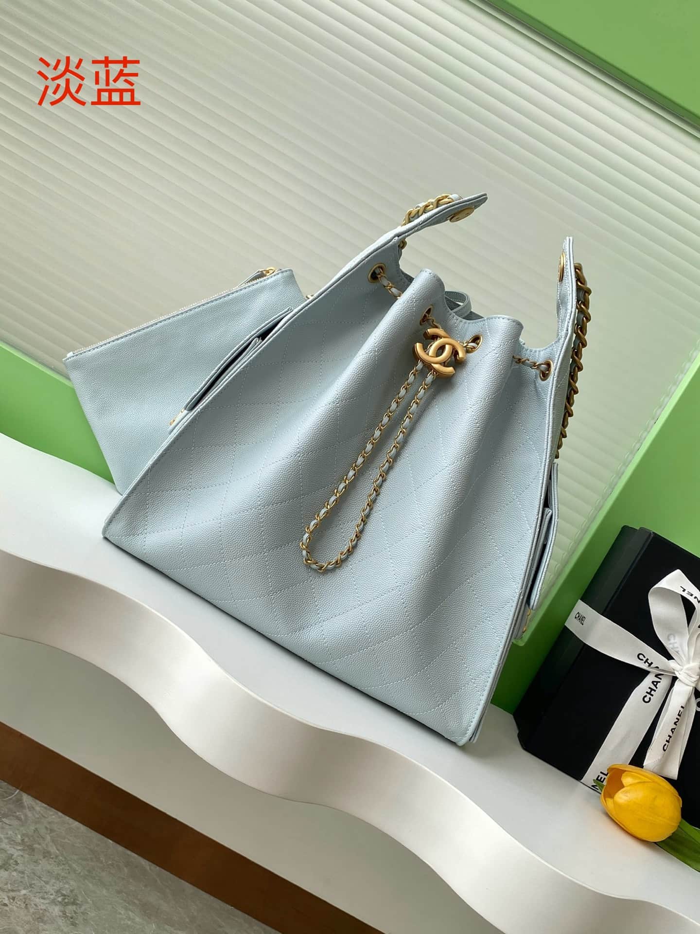 Chanel 25 Medium Hobo Medium handbag AS5311 Grained Calfskin & Gold-tone Metal Light Blue A