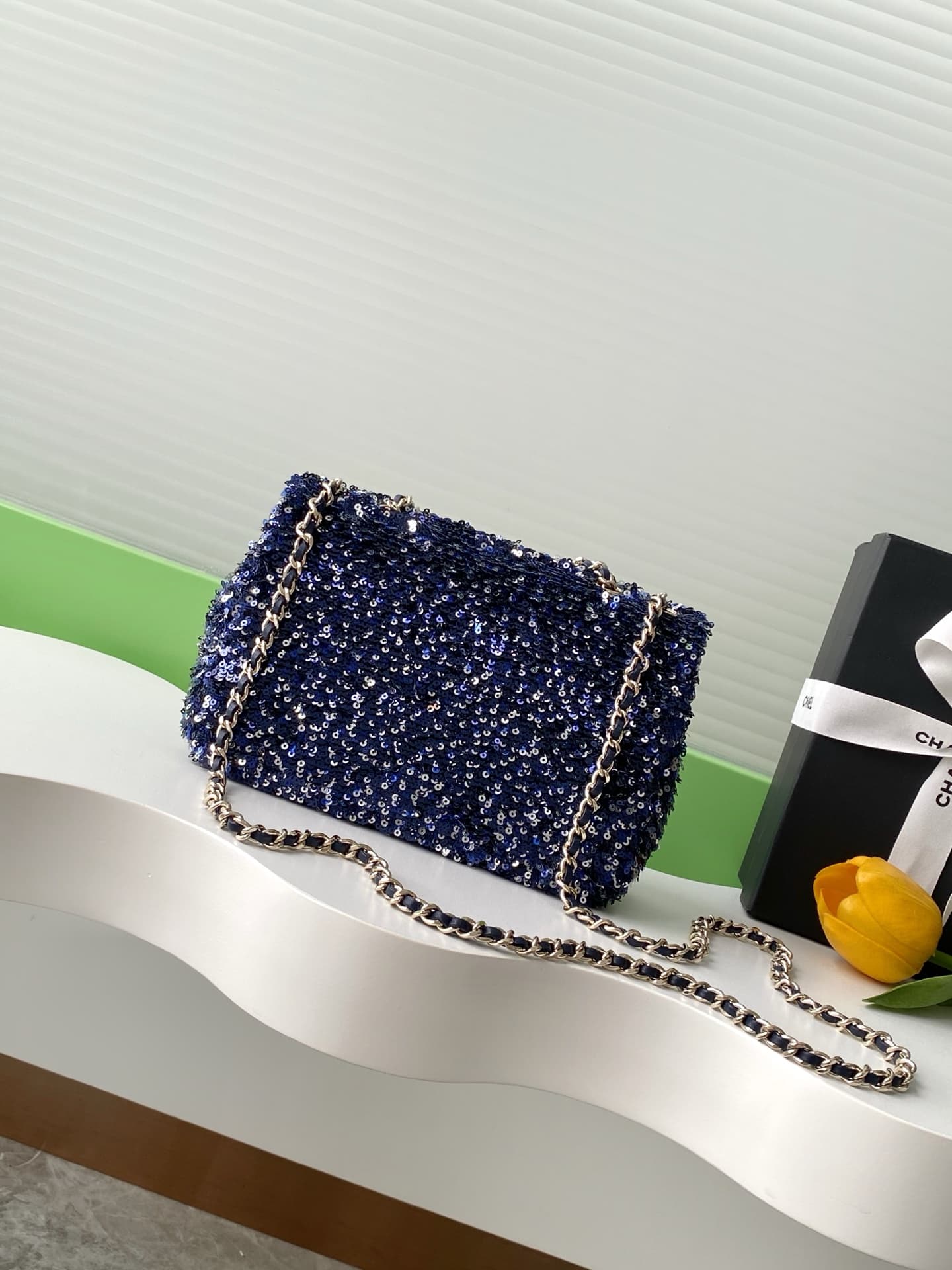 Chanel Flap Bag Sequins & Gold-Tone Metal AS4561  A