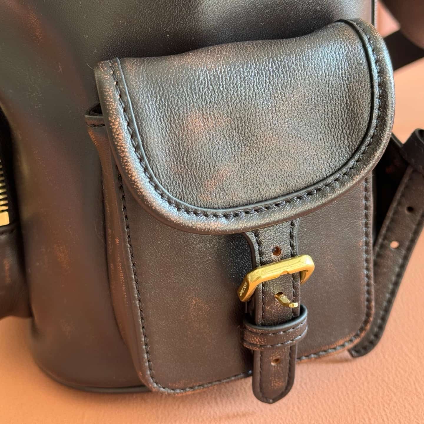Miu Miu Leather backpack Coffee Calfskin 5BZ042  High