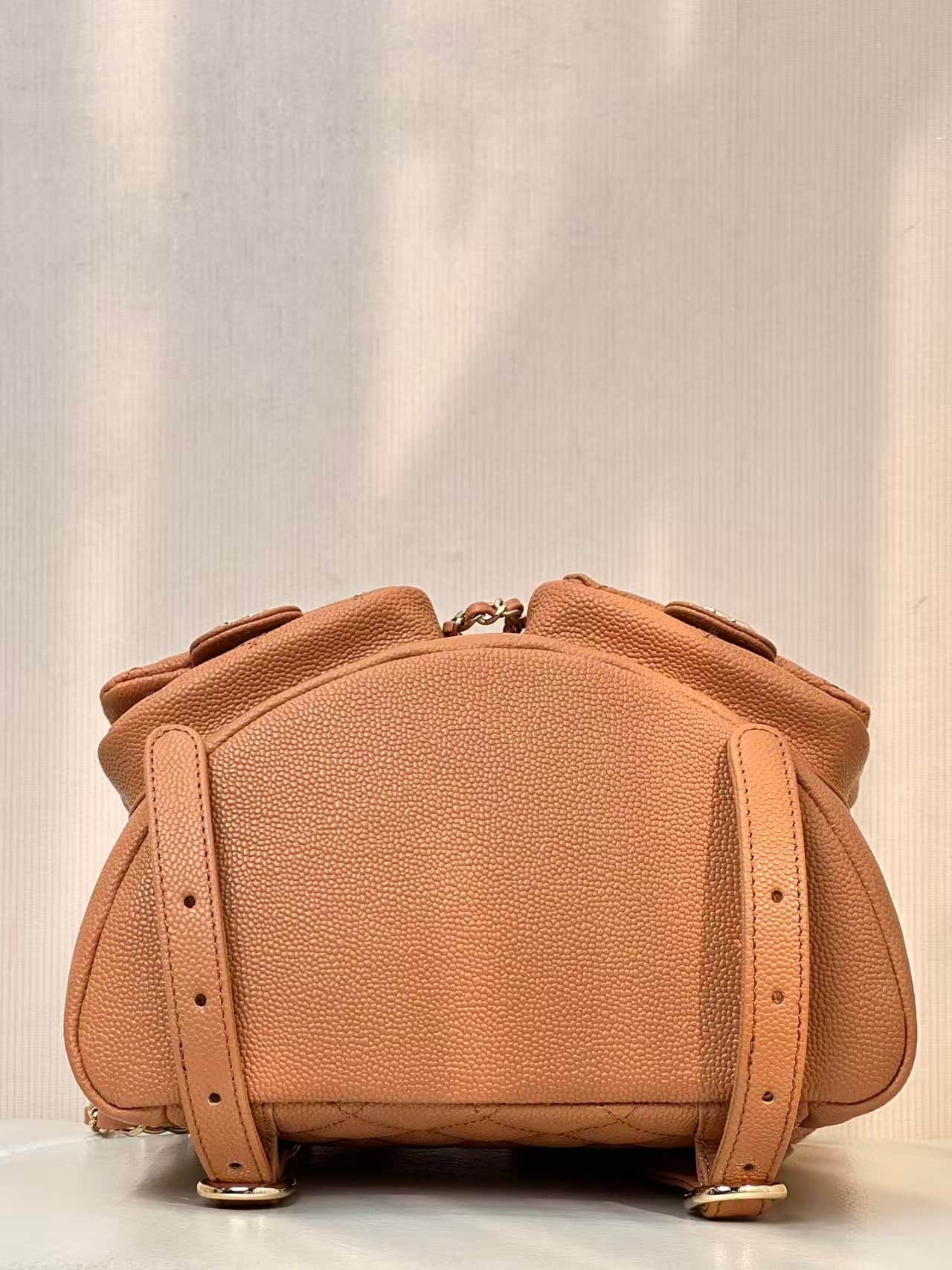 Chanel BACKPACK AS3860 Grained Shiny Calfskin & Gold-Tone Metal Caramel TOP