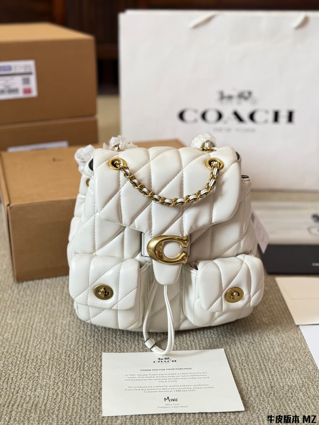 Coach Tabby Backpack With Pillow Quilting Nappa leather White