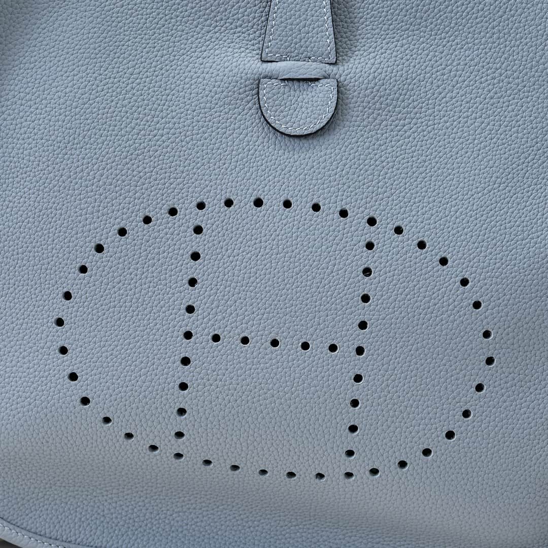 Hermes Evelyne III PM Bag Clemence Leather In Light Blue High