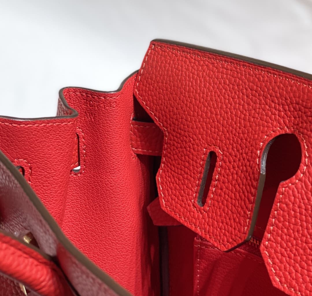 Hermes Birkin 25/30/35cm Bag Calfskin Silver/Gold Metal In Red High