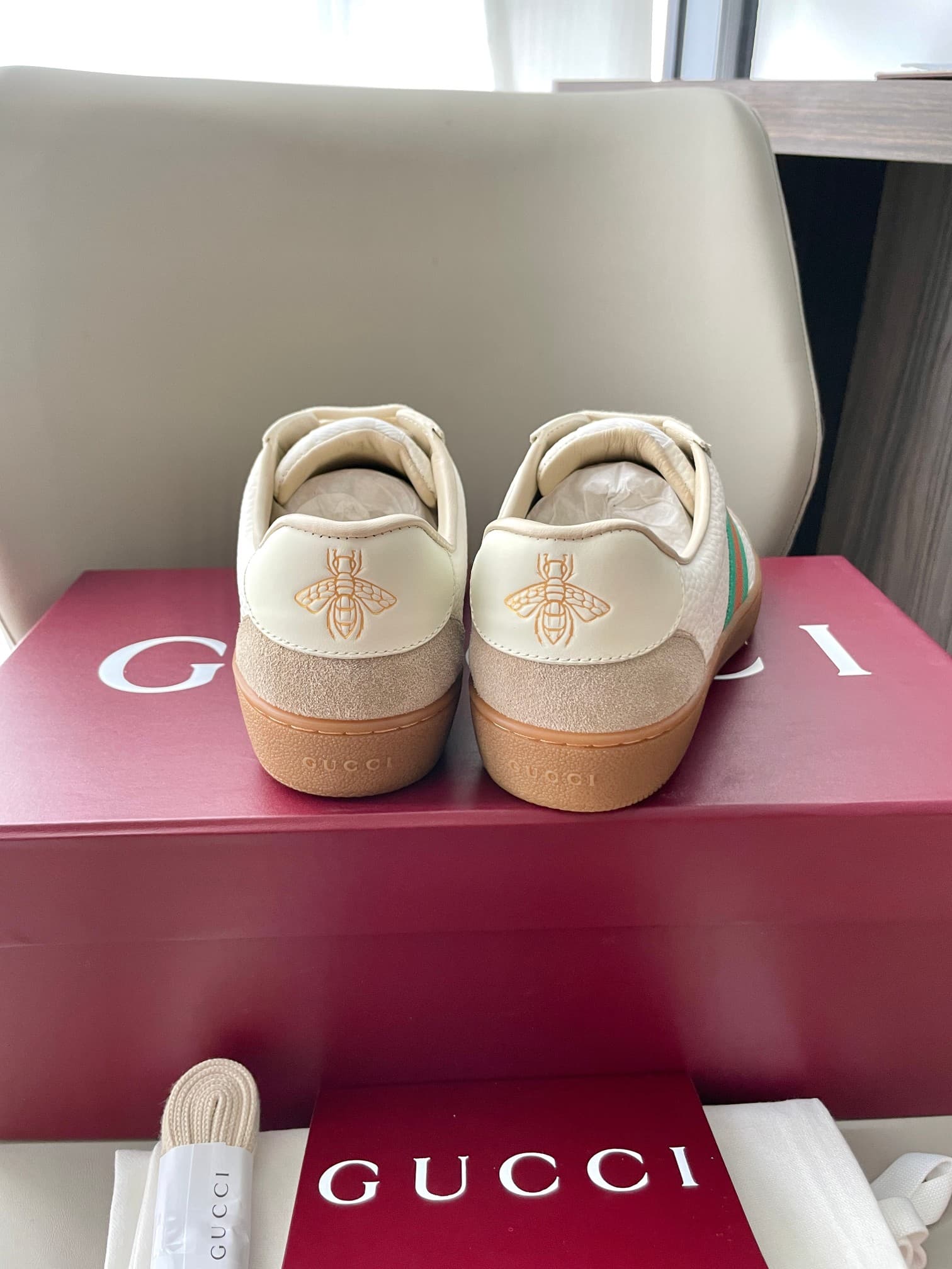 Gucci Calfskin Suede Web Sneaker shoes G74 Men Women