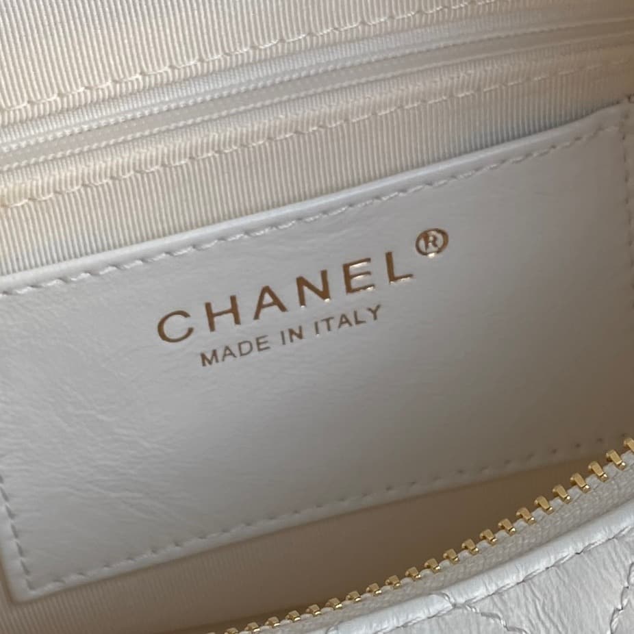 Chanel Trendy Pockets Hobo Bag Lambskin & Gold Metal White AS5339 A