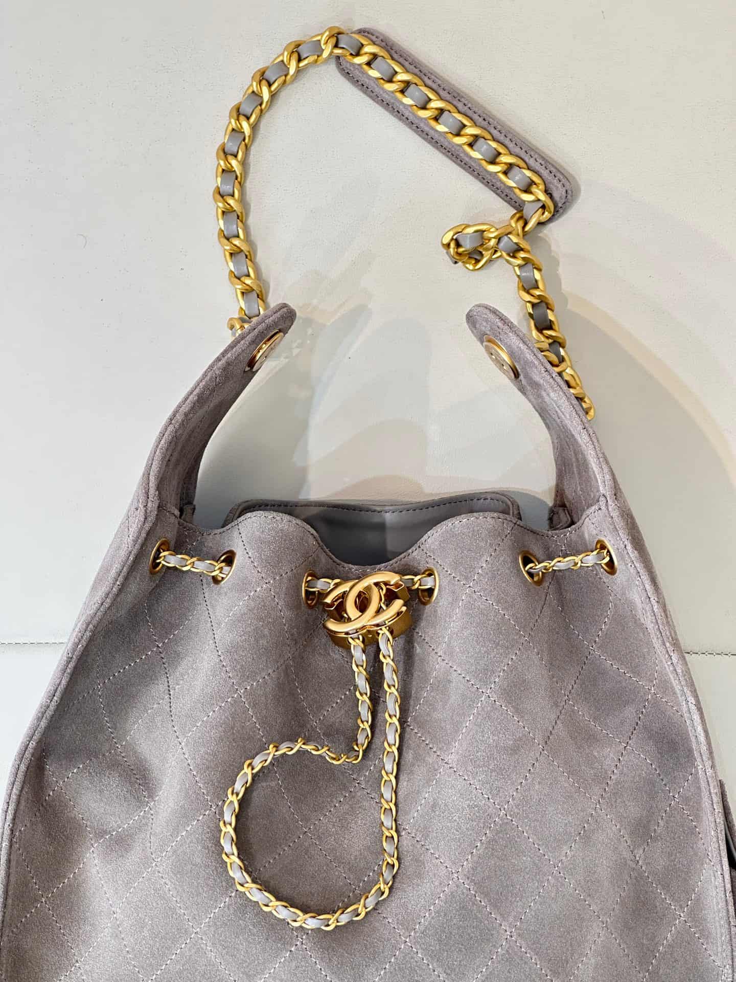 Chanel 25 Medium Hobo handbag AS5311 Suede &Gold-tone Metal Grey TOP