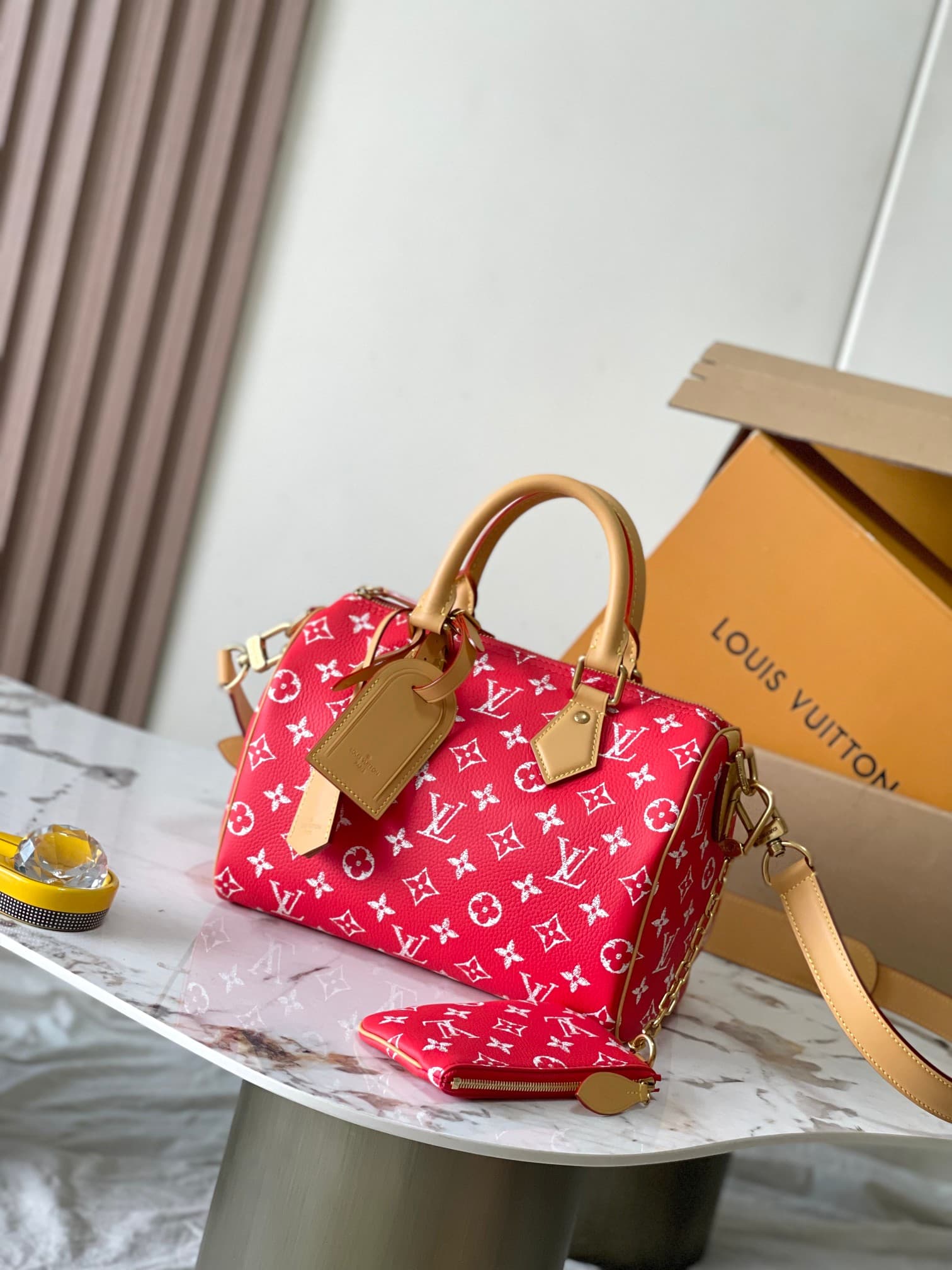 Louis Vuitton Speedy P9 Bandoulière 25 Soft calfskin Monogram Leather M24425 Red TOP
