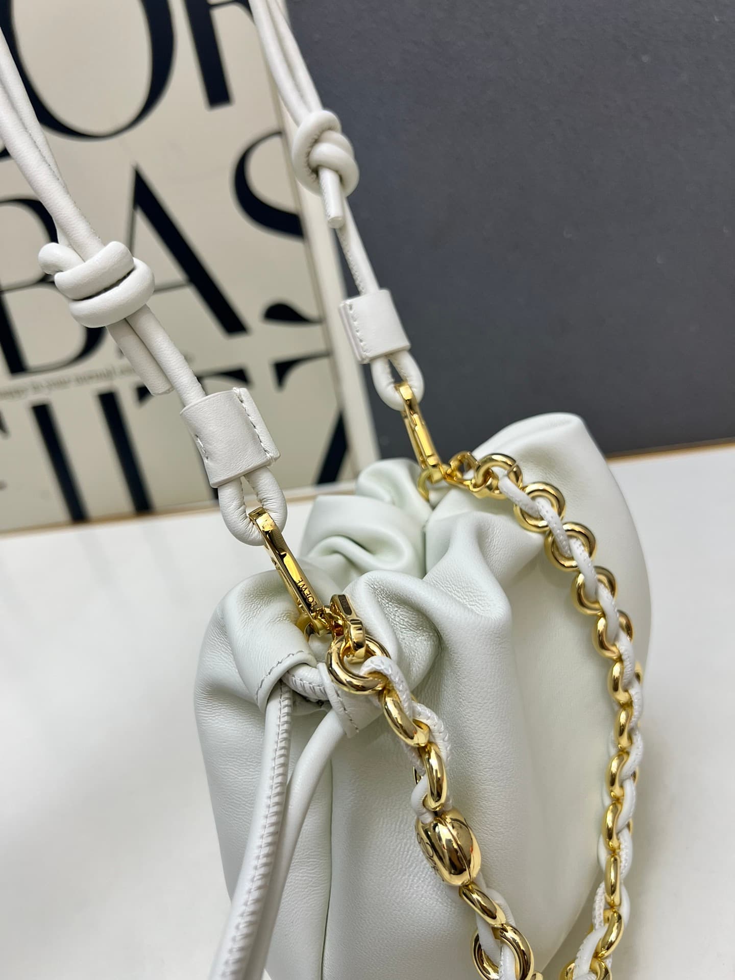 Loewe Mini Flamenco purse in white lambskin DG3307 High