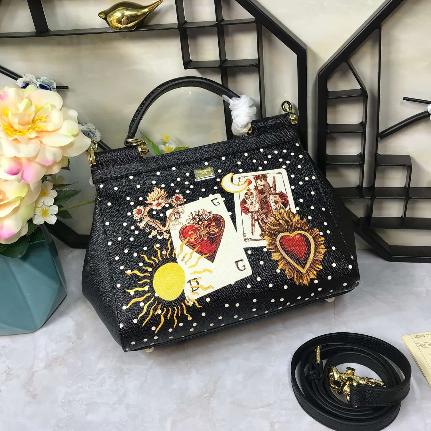 Dolce & Gabbana Miss Sicily top handle bag with multicolor print leather High