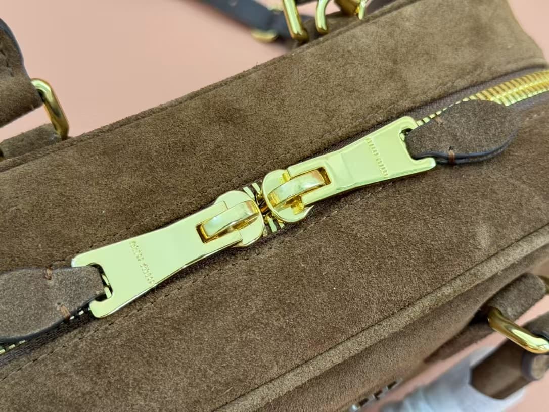 Miu Miu Arcadie padded suede top-handle bag High