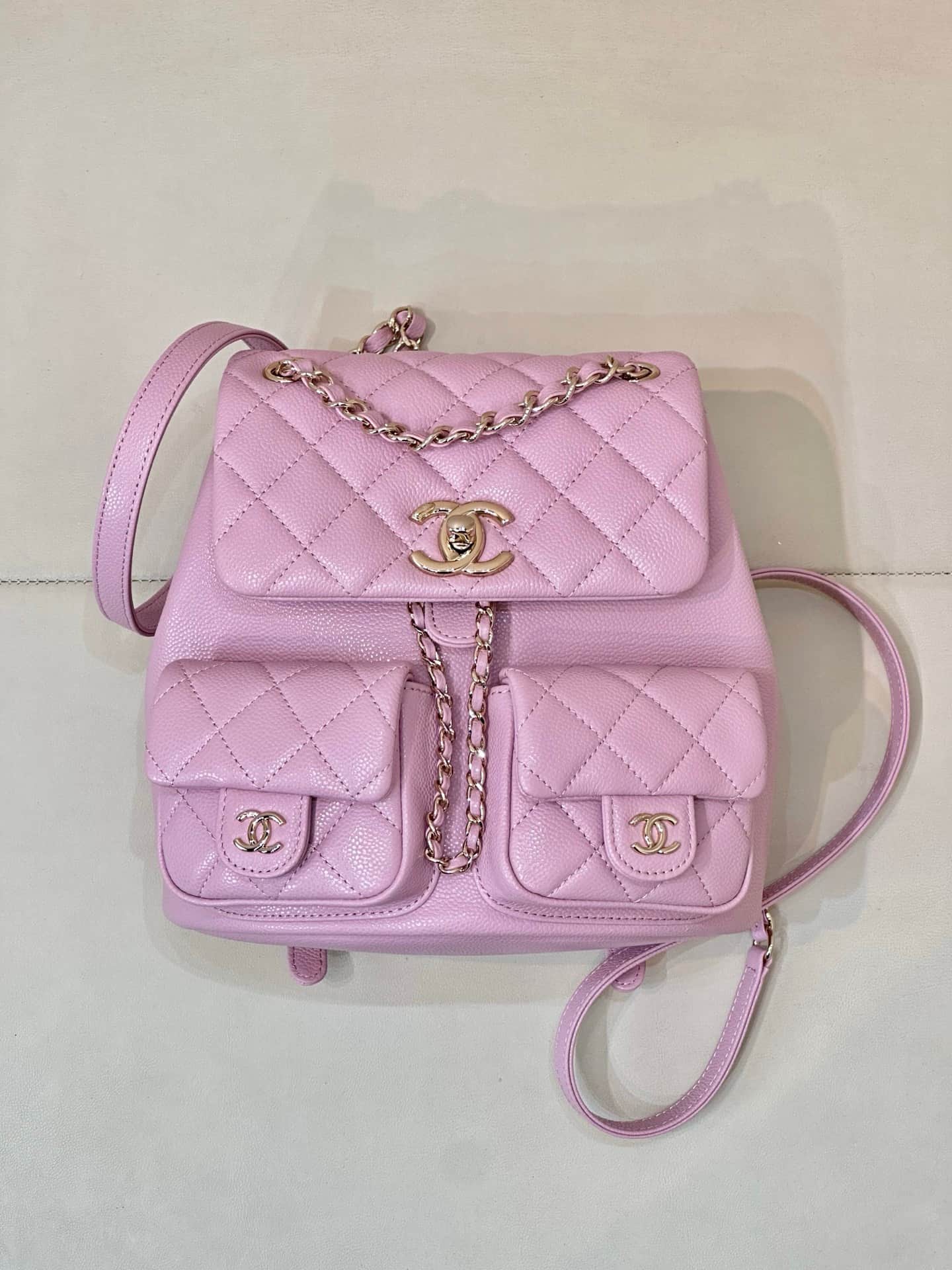 Chanel BACKPACK AS3860 Grained Shiny Calfskin & Gold-Tone Metal Pink TOP