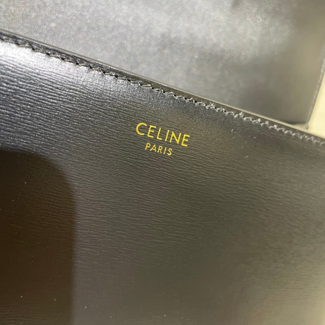 Celine Triomphe Saddle Bag in Black Shiny Calfskin High
