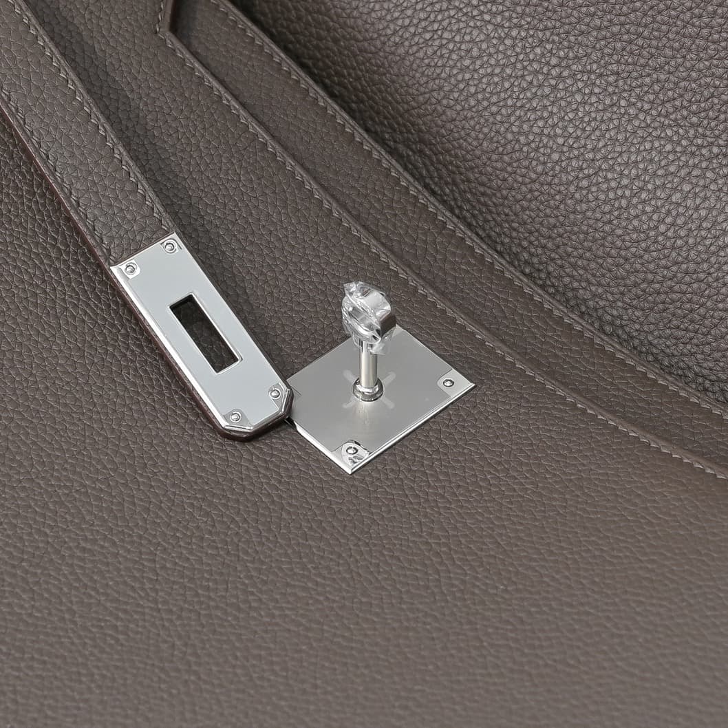 Hermes Kelly depeches Togo 36 briefcase In Grey CalfskIn WAX High
