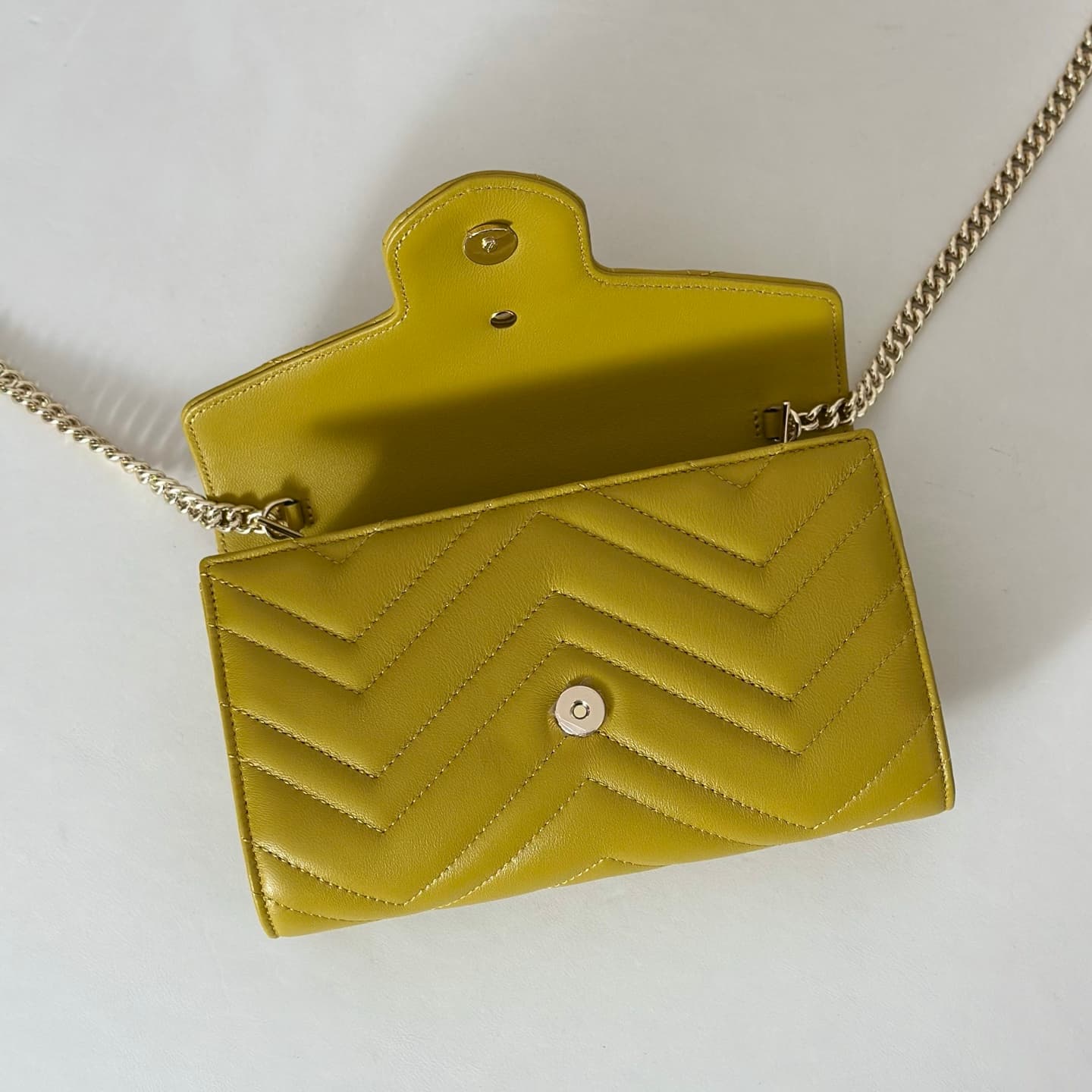 Gucci Marmont wallet on chain ‎Lambskin Yellow 837745 High