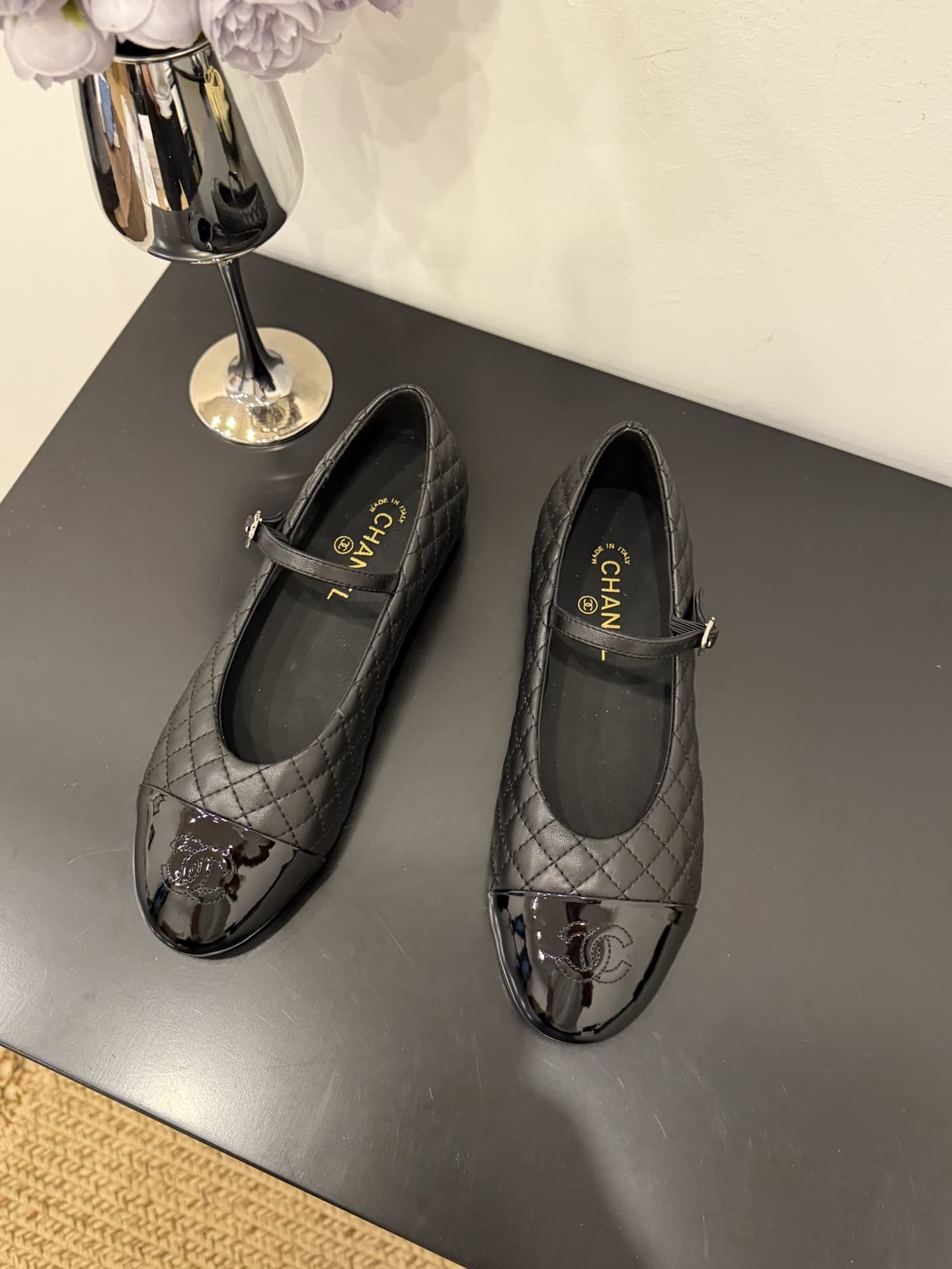 Chanel Lambskin Quilted Mary Jane Flats shoes Women