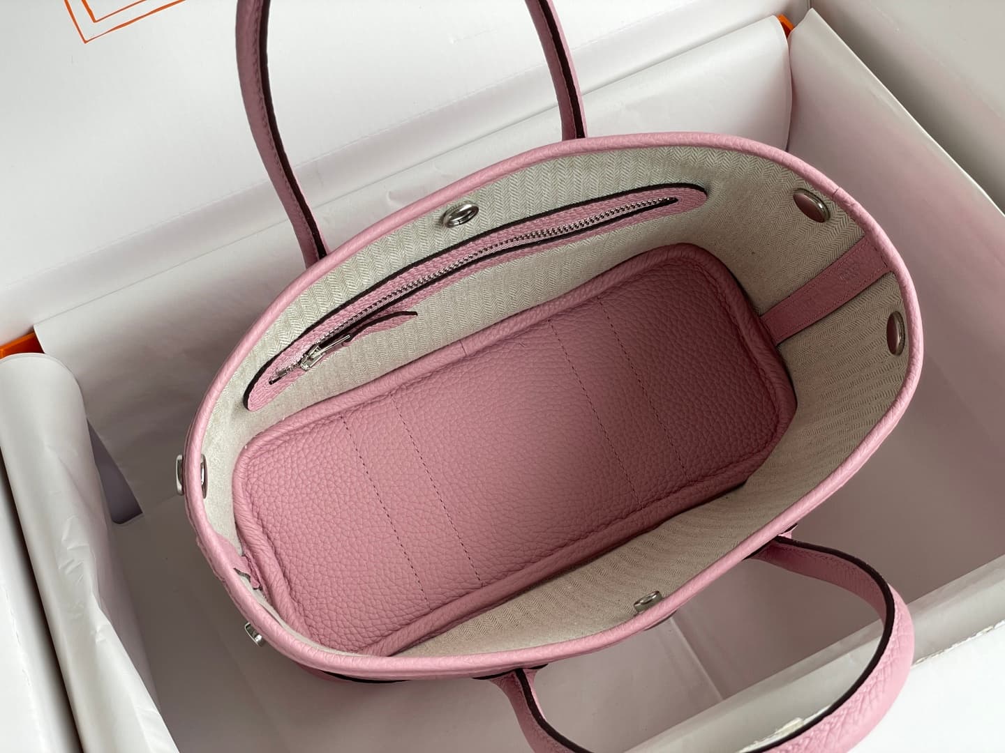 Hermes Garden Party 23 bag in Rose Saiura Togo Leather WAX High