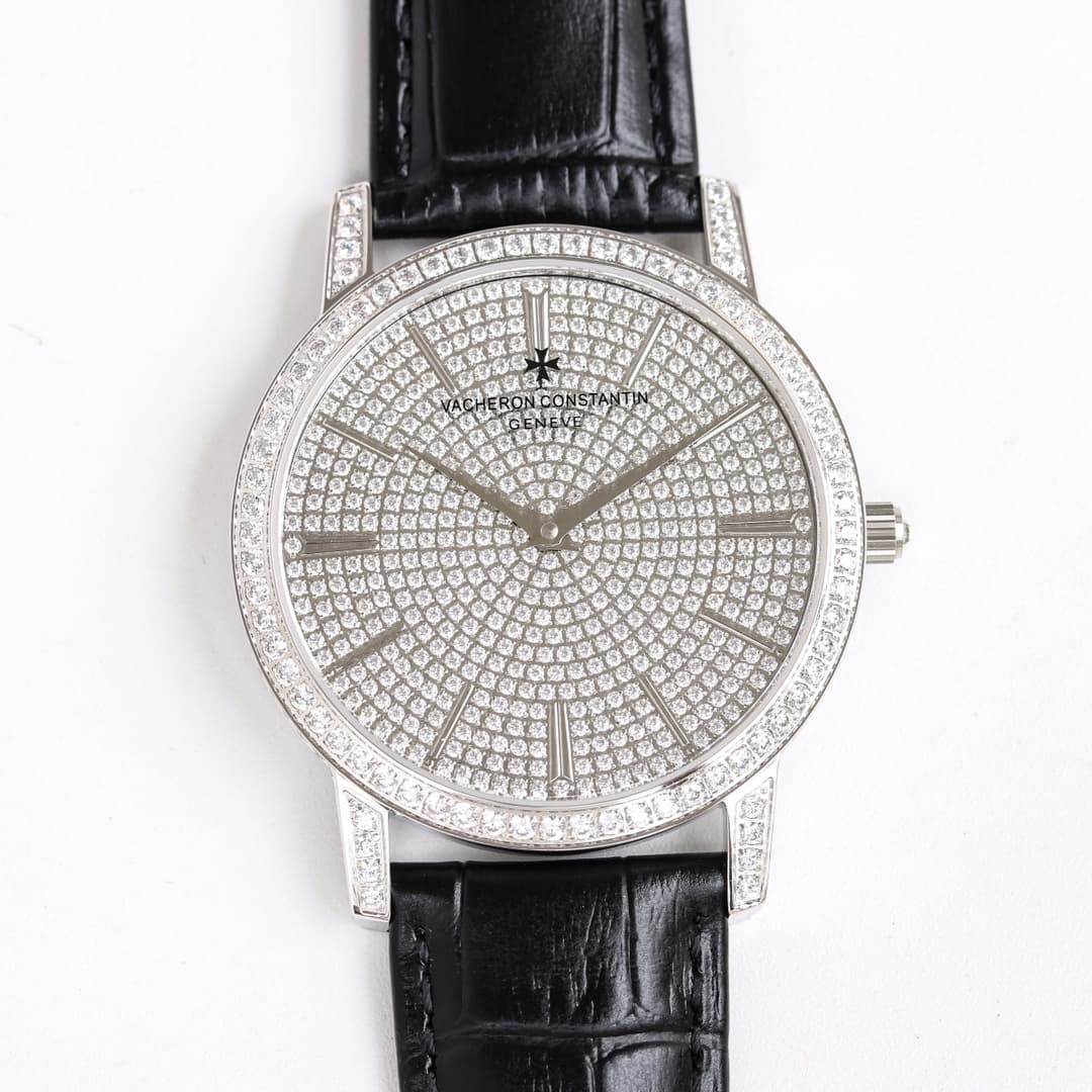 Vacheron Constantin Traditionnelle Watch with Silver  Paved Diamonds TOP
