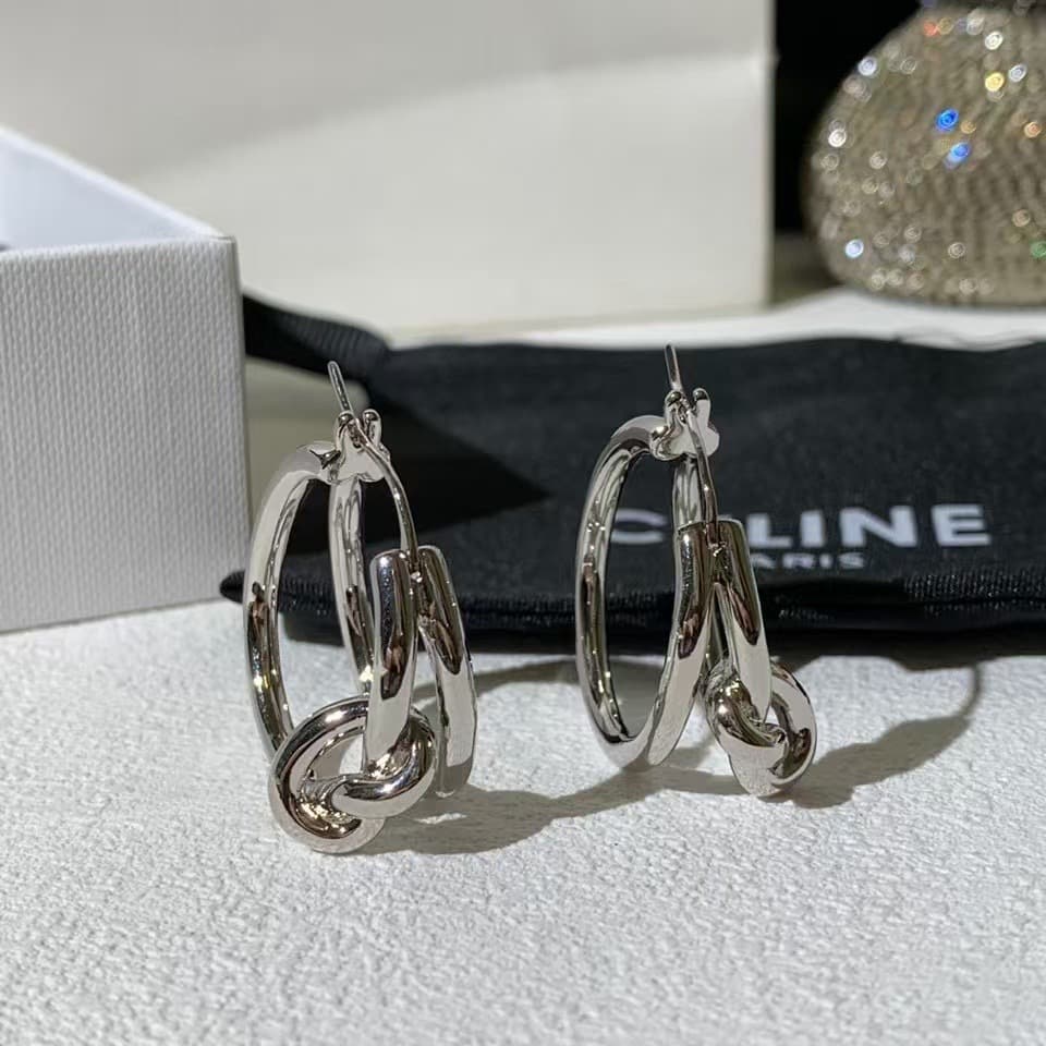 Celine Knot Double Hoops High