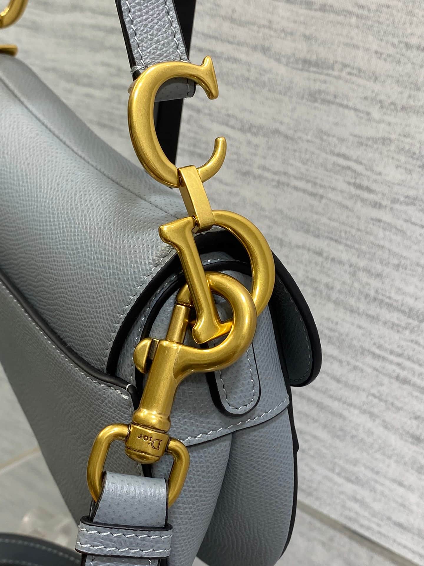 Mini SADDLE BAG Grained Calfskin Light Grey High