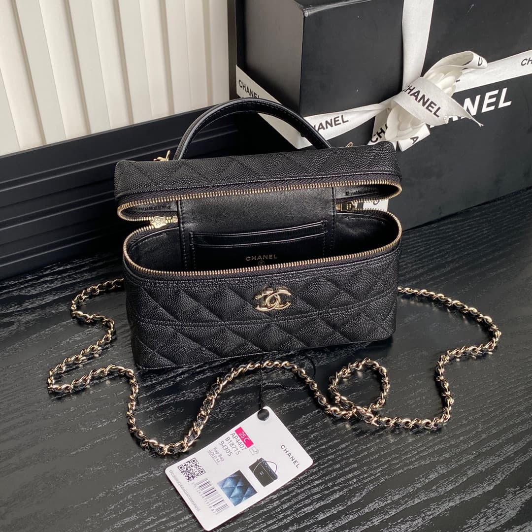 Chanel VANITY WITH CHAIN AP4407 Grained Calfskin & Gold-Tone Metal Black High