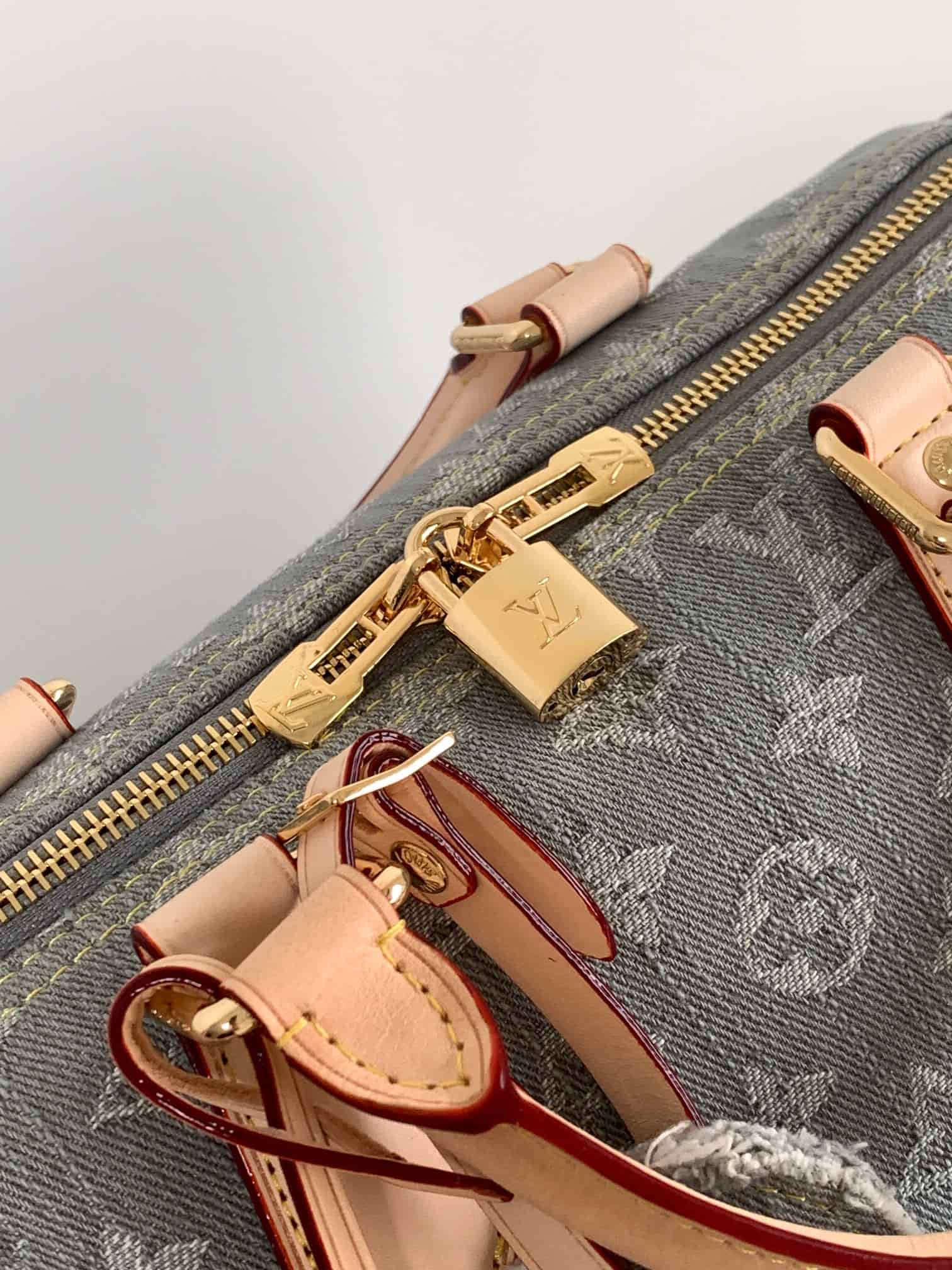 Louis Vuitton Speedy Soft 30 Monogram Washed Gray Denim M13344 High