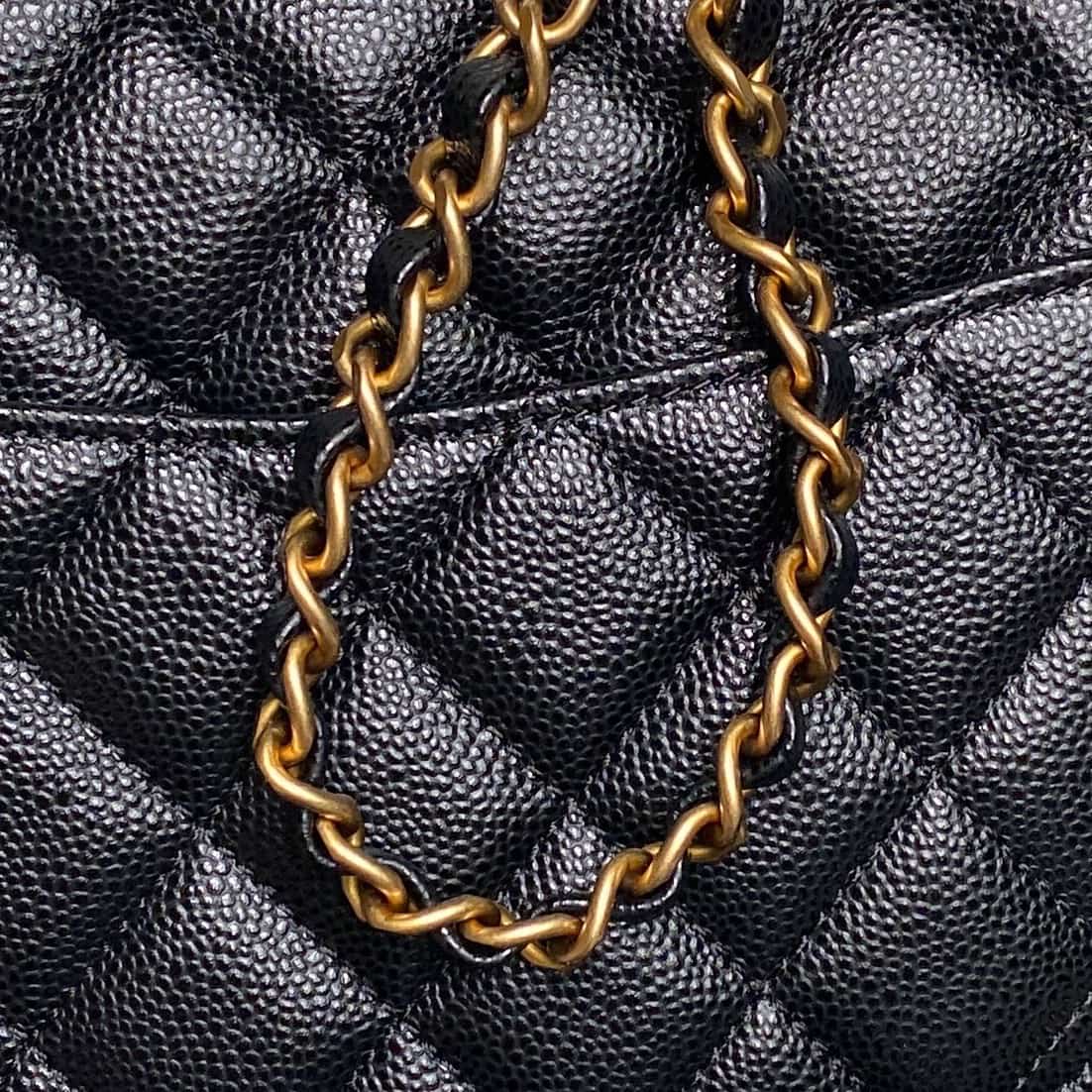 Chanel Small Flap Bag with Top Handle Grained Shiny Calfskin &  Gold-Tone Metal Black AS5702 A