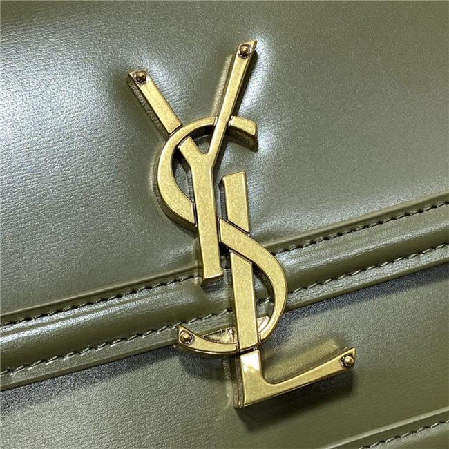 SOLFERINO SMALL SATCHEL IN BOX SAINT LAURENT LEATHER Green High
