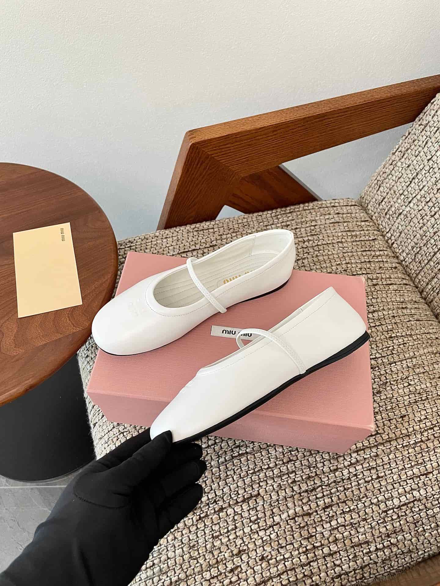 Miu Miu Leather Ballet Flats Women
