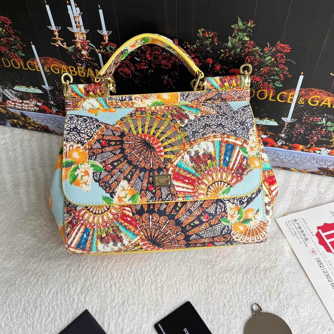 Dolce & Gabbana Miss Sicily top handle bag with multicolor print leather High