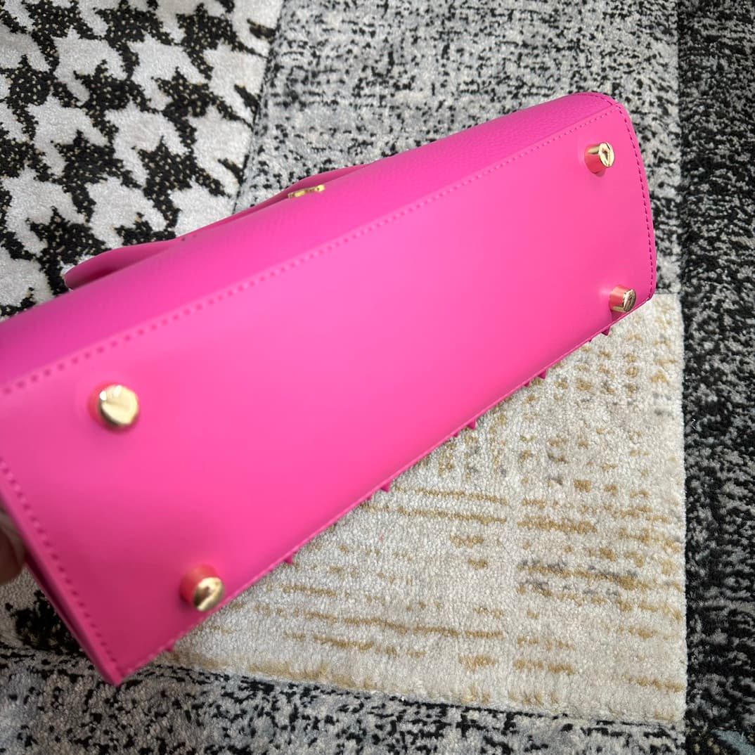Christian Louboutin Paloma leather tote bag in Plum Red with spikes &studs High