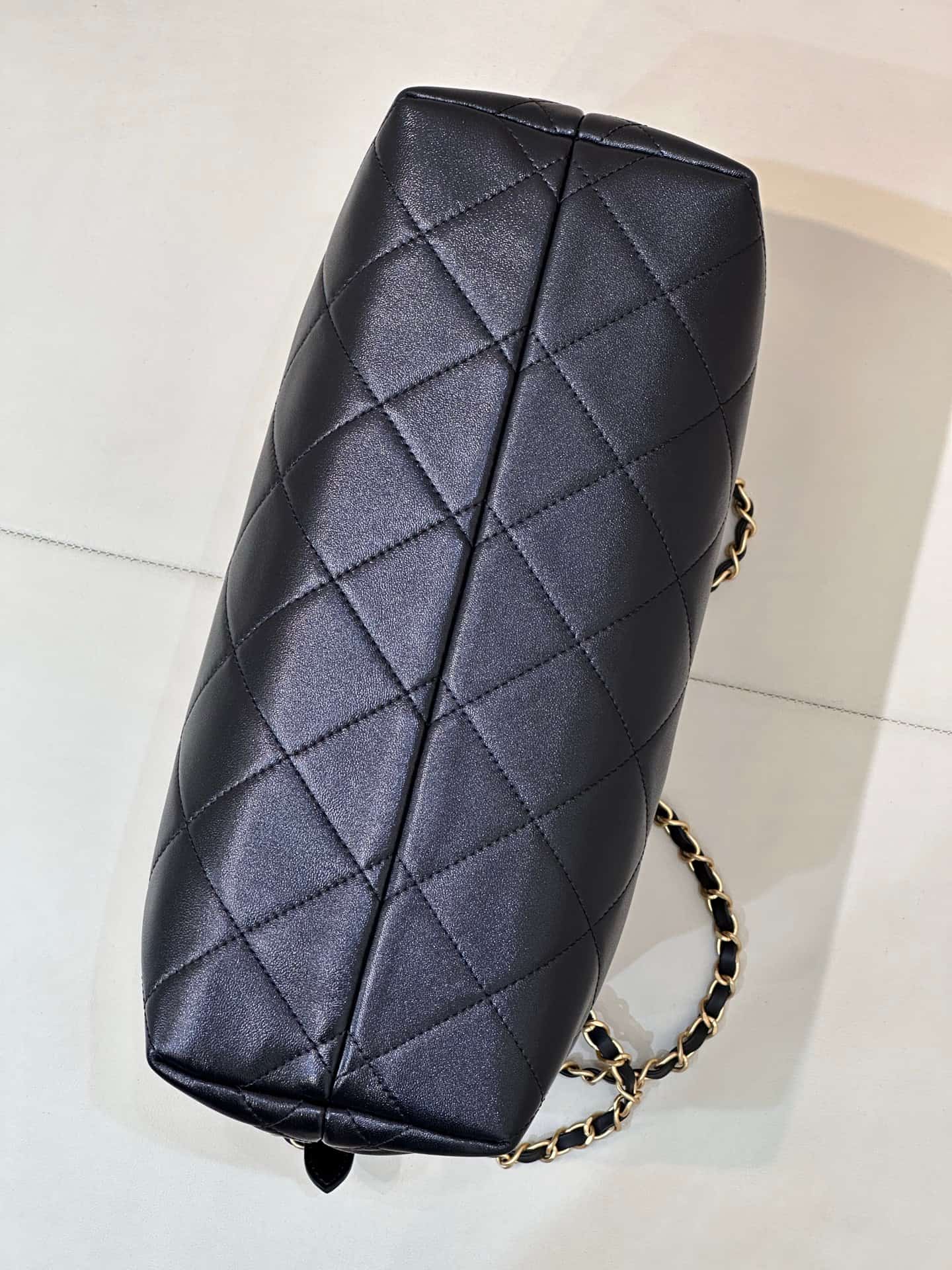 Chanel Small Shopping Bag Suede Calfskin Shiny Lambskin & Gold-Tone Metal AS5634 Grey & Black TOP
