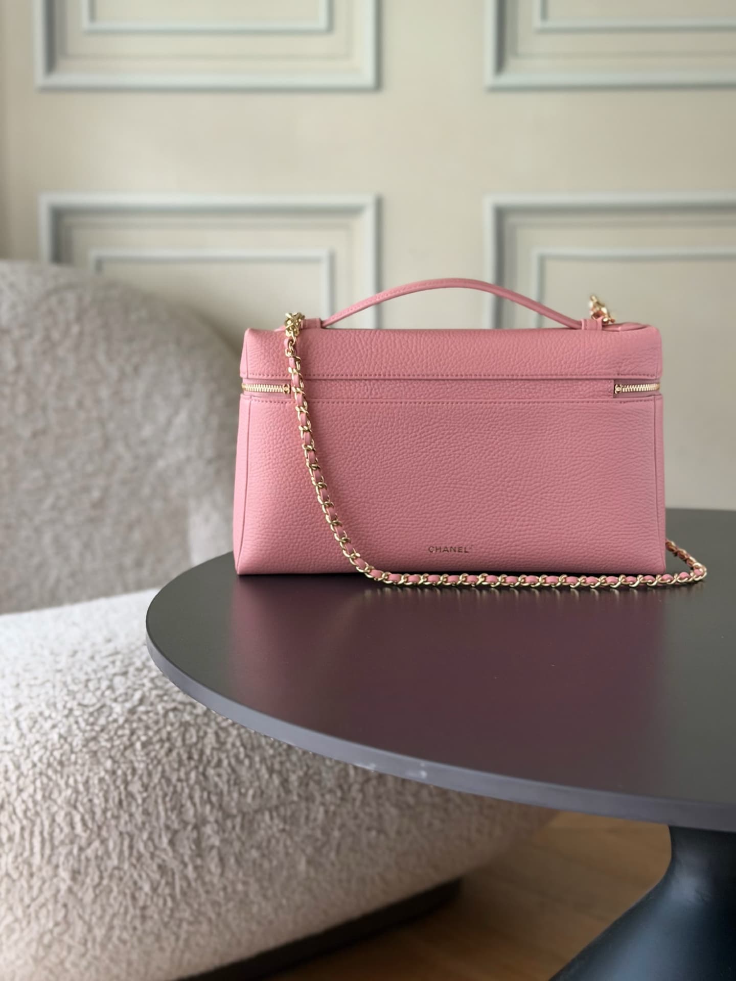 Chanel Large Vanity with chain Grained Calfskin & Gold-Tone Metal Pink AS5348 A