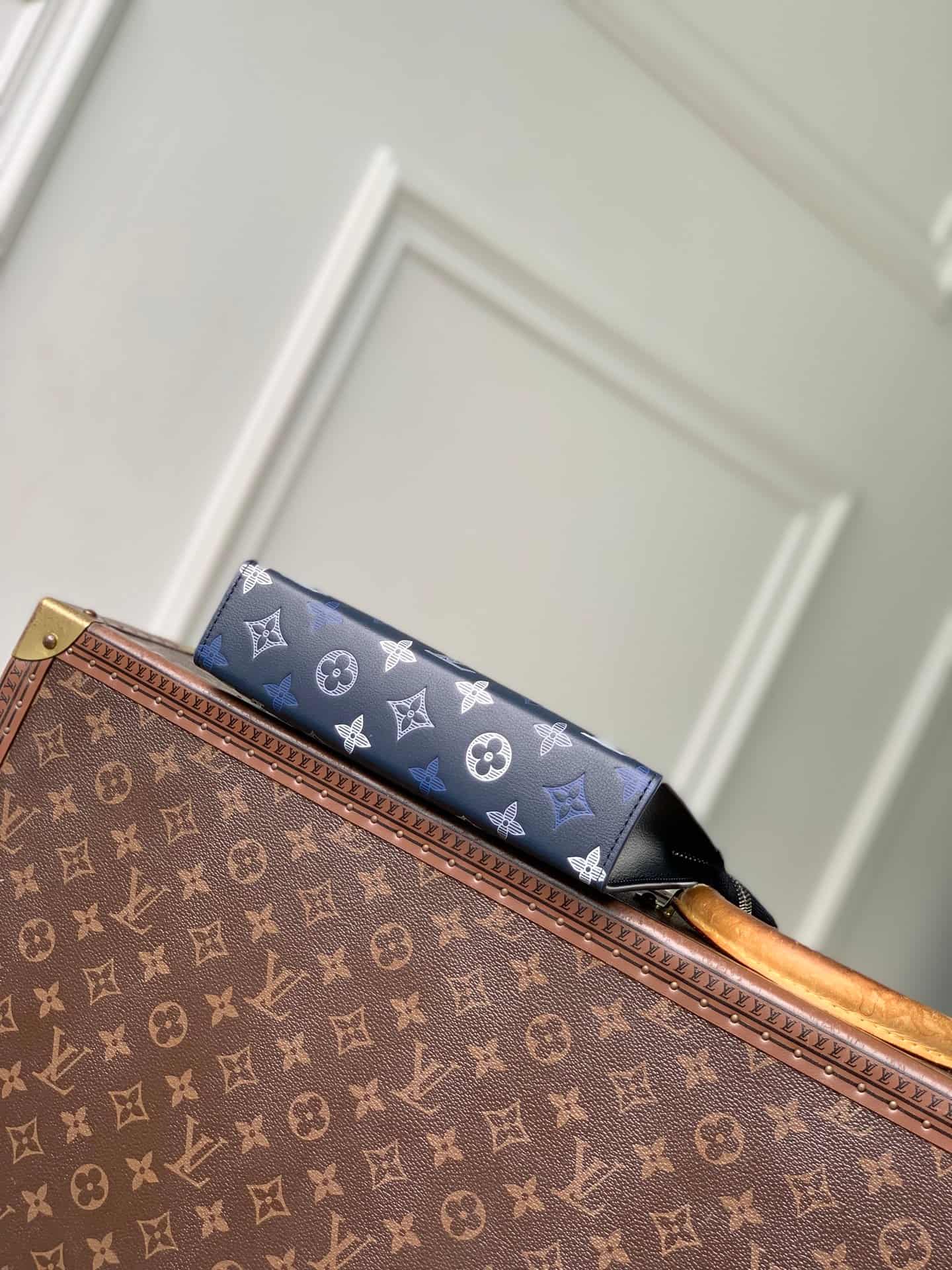Louis Vuitton Gaston Wearable Wallet Navy Blue Monogram Shadow calfskin leather M28818 High