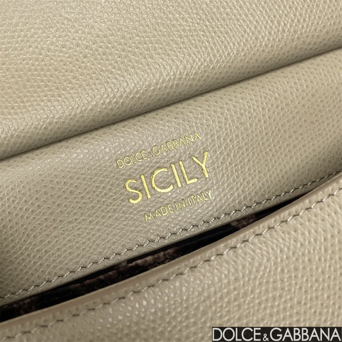 Dolce & Gabbana Miss Sicily top handle bag calfskin leather Beige High