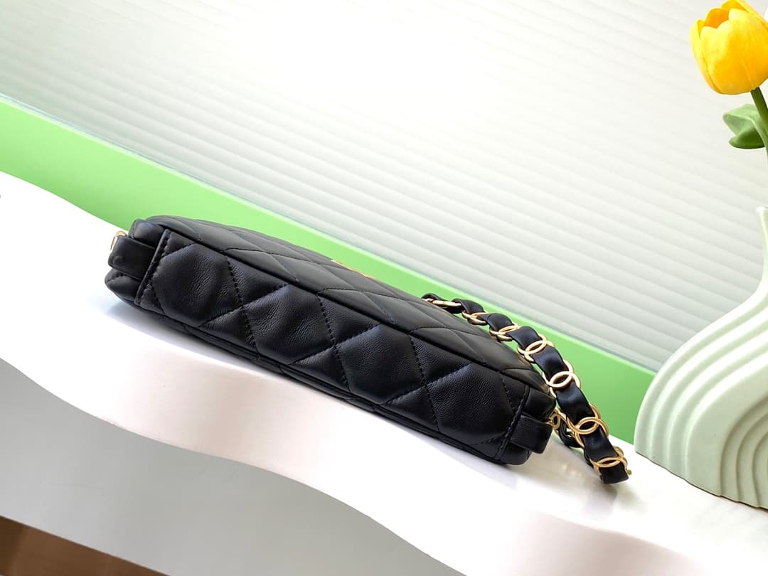 Chanel HOBO HANDBAG AS5177 Lambskin & Gold-Tone Metal Black A