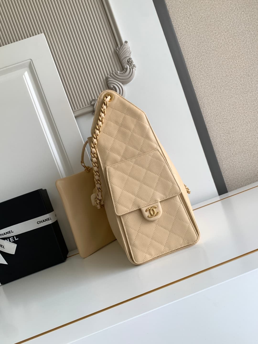 Chanel 25 Medium Hobo Medium handbag AS5311 Grained Calfskin & Gold-tone Metal Beige A