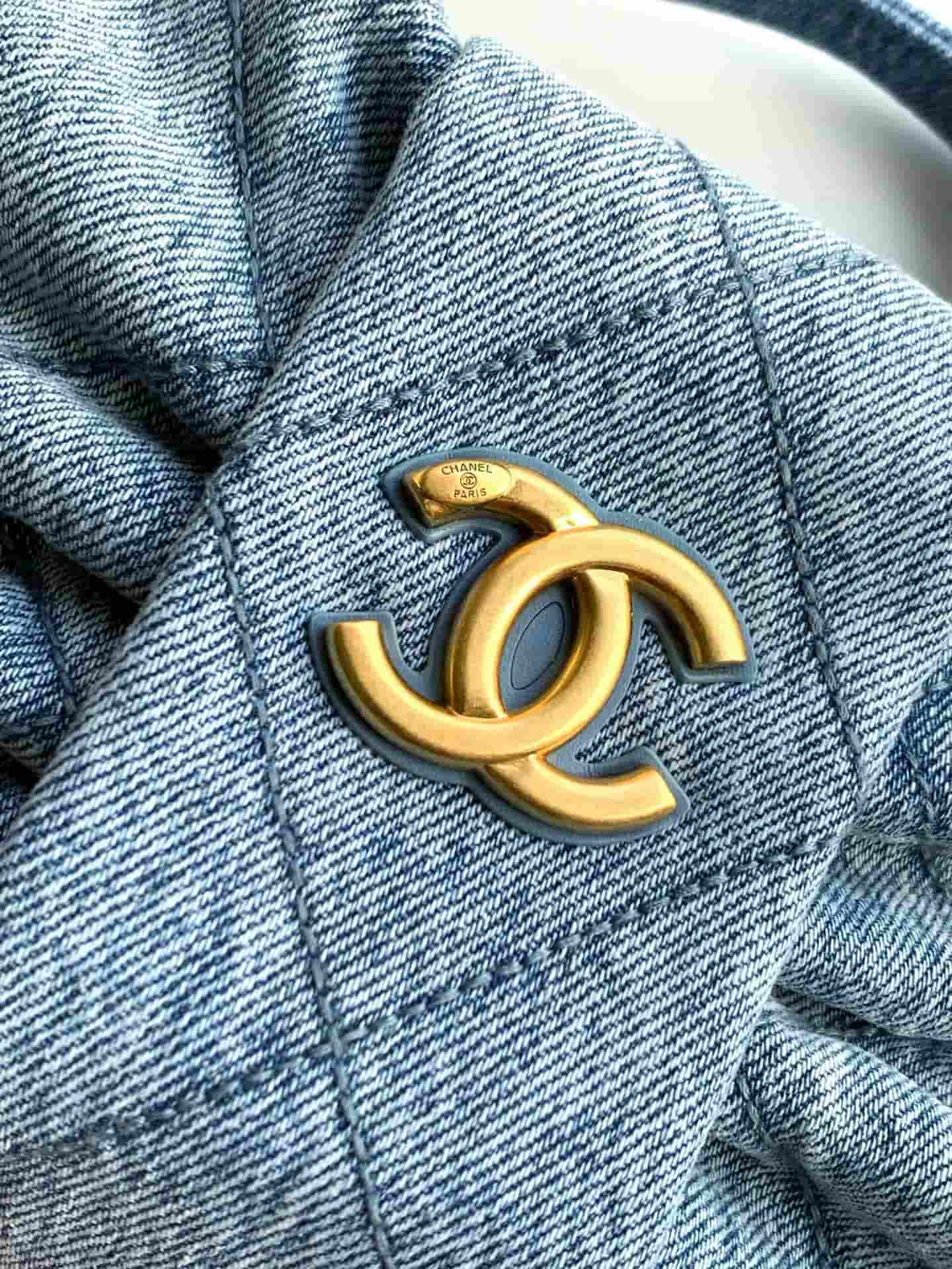 Chanel Mini Bow Bag Denim & Gold-Tone Metal Blue AS5849 A